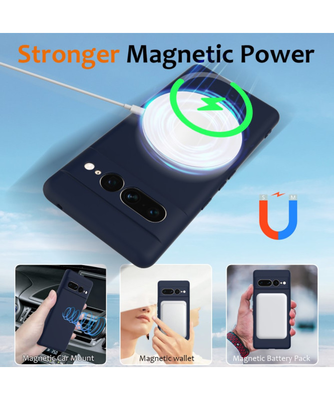 Coque Google Pixel 7 Pro Silicone Liquide MagSafe, Lanière