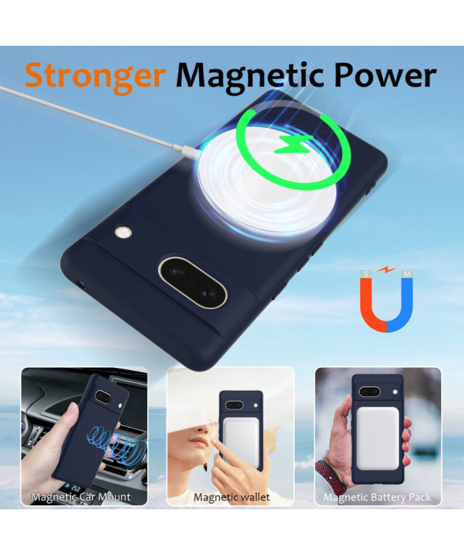 Coque Google Pixel 7a Silicone Liquide MagSafe, Lanière