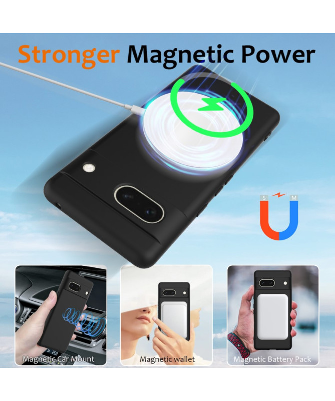 Coque Google Pixel 7a Silicone Liquide MagSafe, Lanière