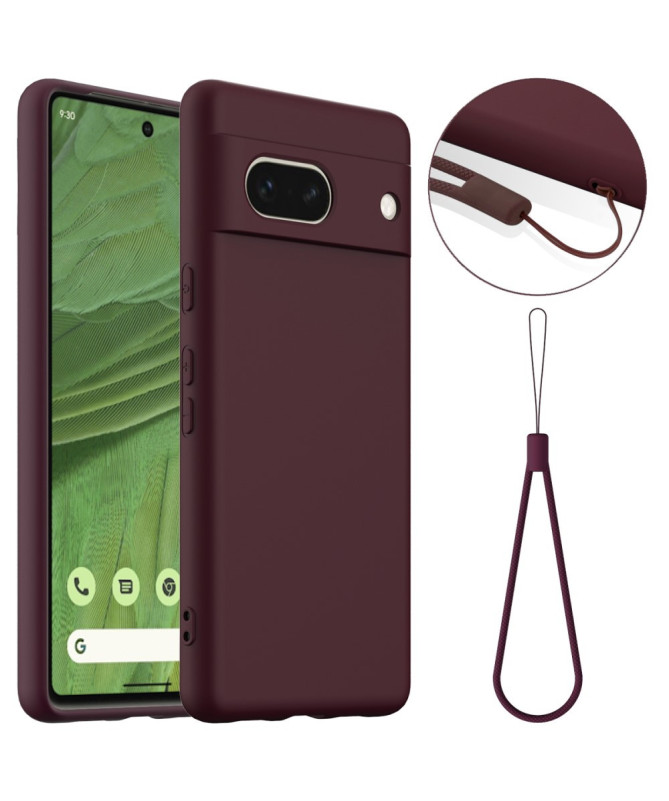 Coque Google Pixel 7a Silicone Liquide MagSafe, Lanière