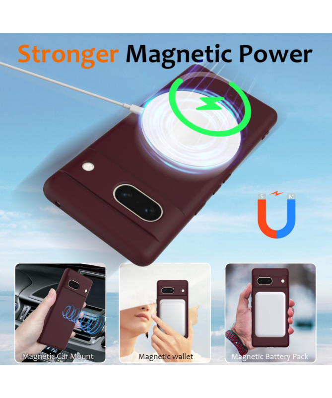 Coque Google Pixel 7a Silicone Liquide MagSafe, Lanière