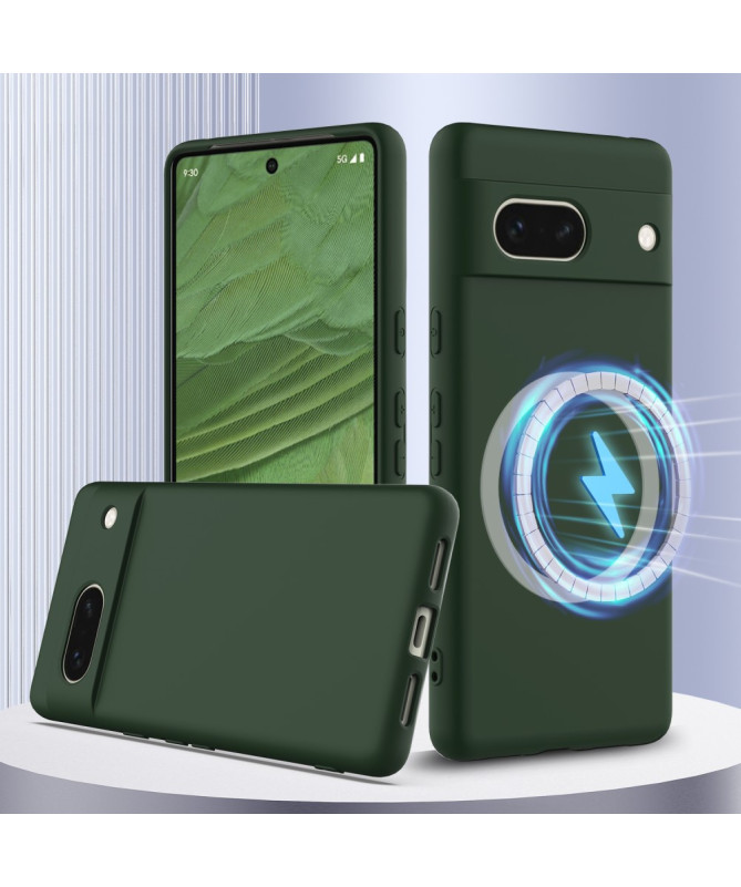 Coque Google Pixel 7a Silicone Liquide MagSafe, Lanière