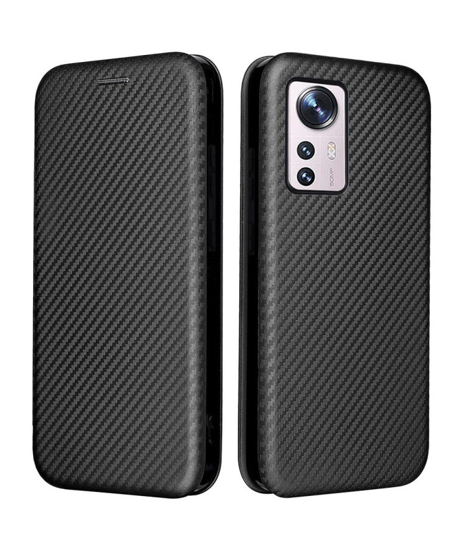 Flip Cover Xiaomi 12 Pro design fibre de carbone