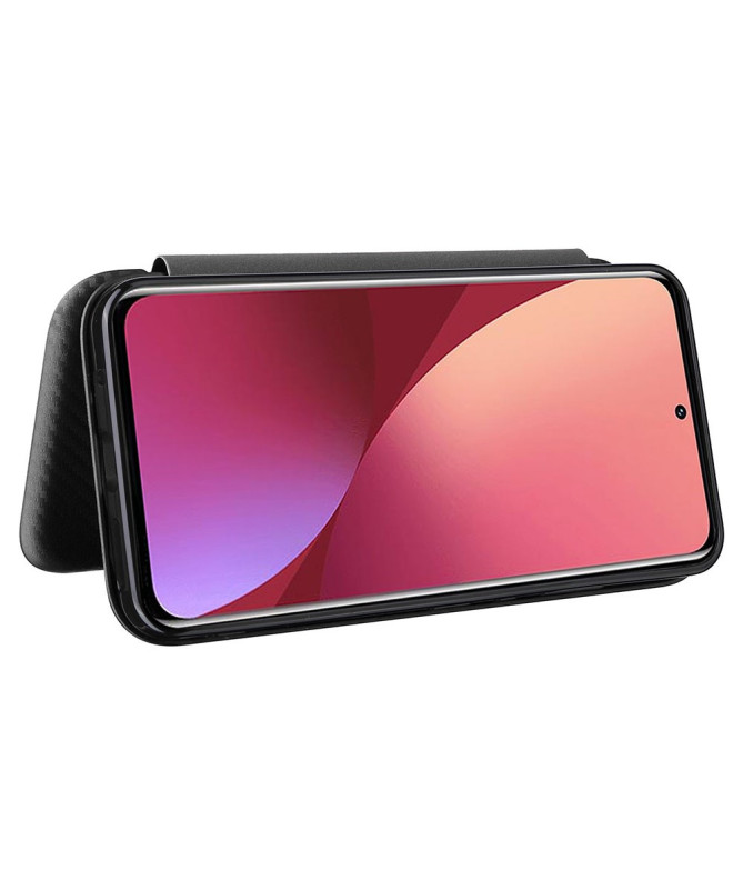 Flip Cover Xiaomi 12 Pro design fibre de carbone
