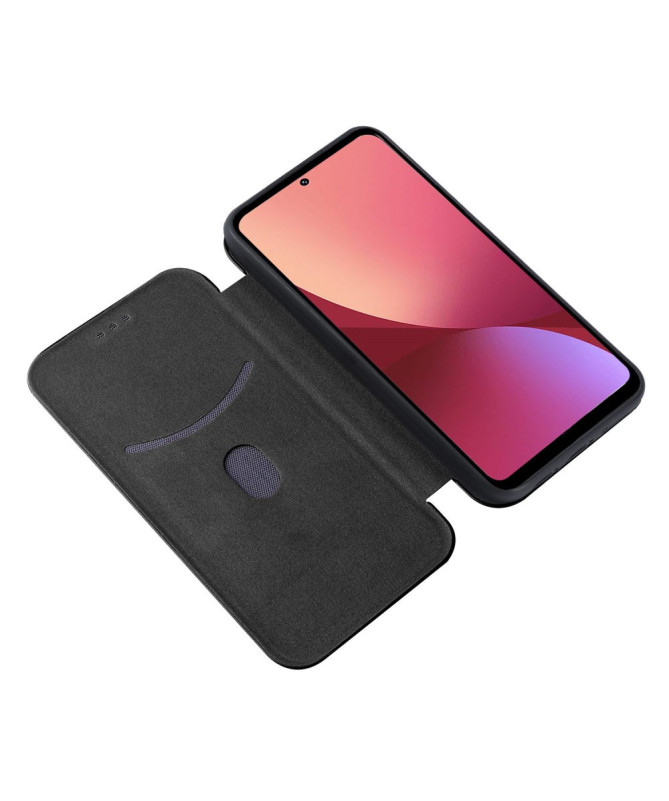 Flip Cover Xiaomi 12 Pro design fibre de carbone