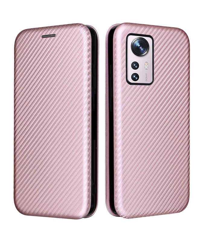 Flip Cover Xiaomi 12 Pro design fibre de carbone