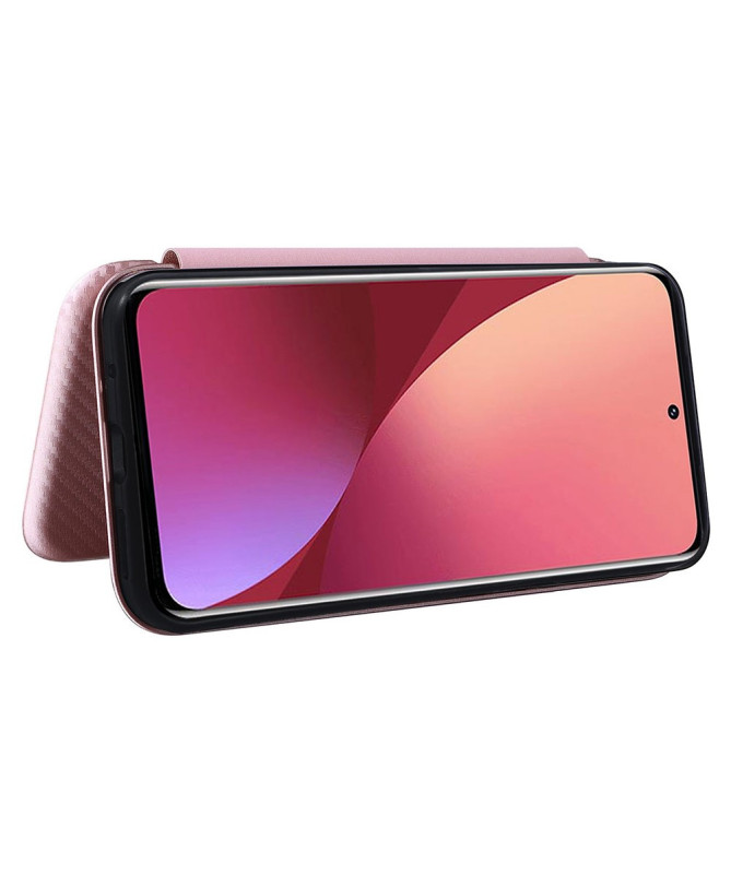Flip Cover Xiaomi 12 Pro design fibre de carbone
