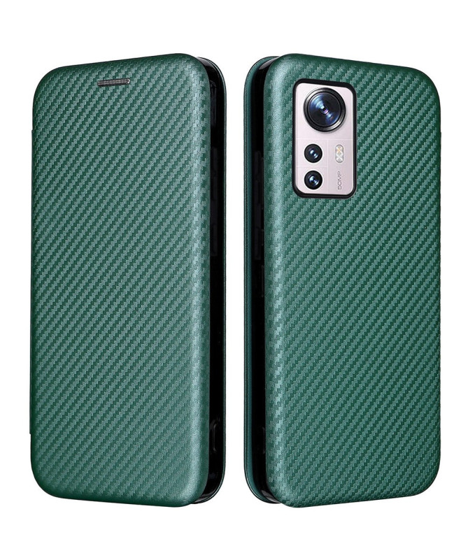 Flip Cover Xiaomi 12 Pro design fibre de carbone
