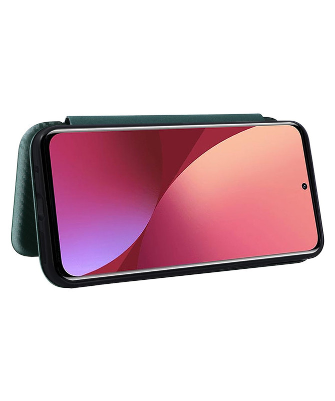 Flip Cover Xiaomi 12 Pro design fibre de carbone