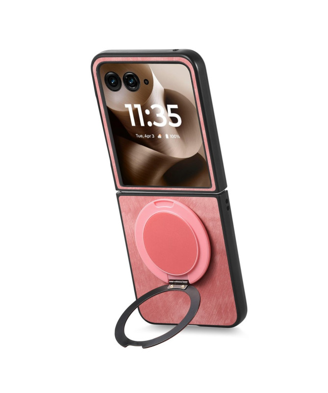 Coque Motorola Razr 60 Ultra avec Support Rotatif Cuir Rétro