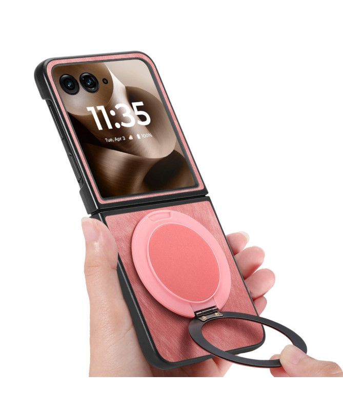 Coque Motorola Razr 60 Ultra avec Support Rotatif Cuir Rétro