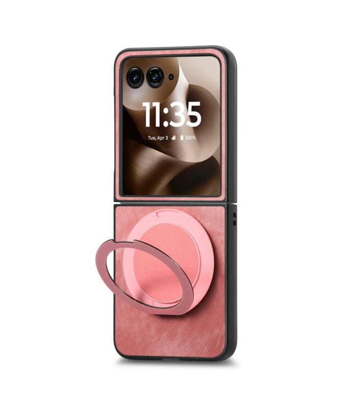 Coque Motorola Razr 60 Ultra avec Support Rotatif Cuir Rétro