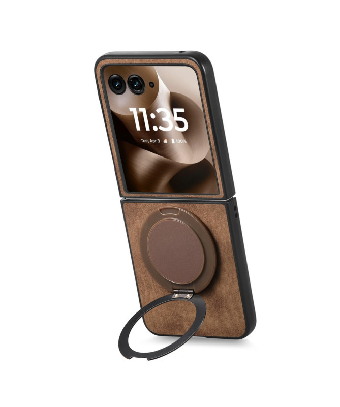 Coque Motorola Razr 60 Ultra avec Support Rotatif Cuir Rétro