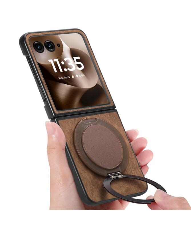 Coque Motorola Razr 60 Ultra avec Support Rotatif Cuir Rétro