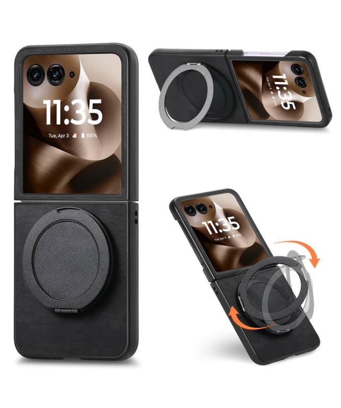 Coque Motorola Razr 60 Ultra avec Support Rotatif Cuir Rétro