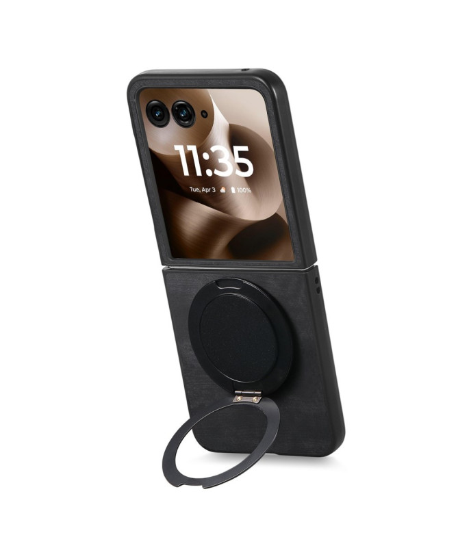 Coque Motorola Razr 60 Ultra avec Support Rotatif Cuir Rétro