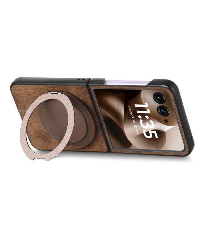 Coque Motorola Razr 60 Ultra avec Support Rotatif Cuir Rétro