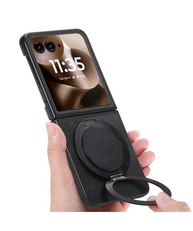 Coque Motorola Razr 60 Ultra avec Support Rotatif Cuir Rétro
