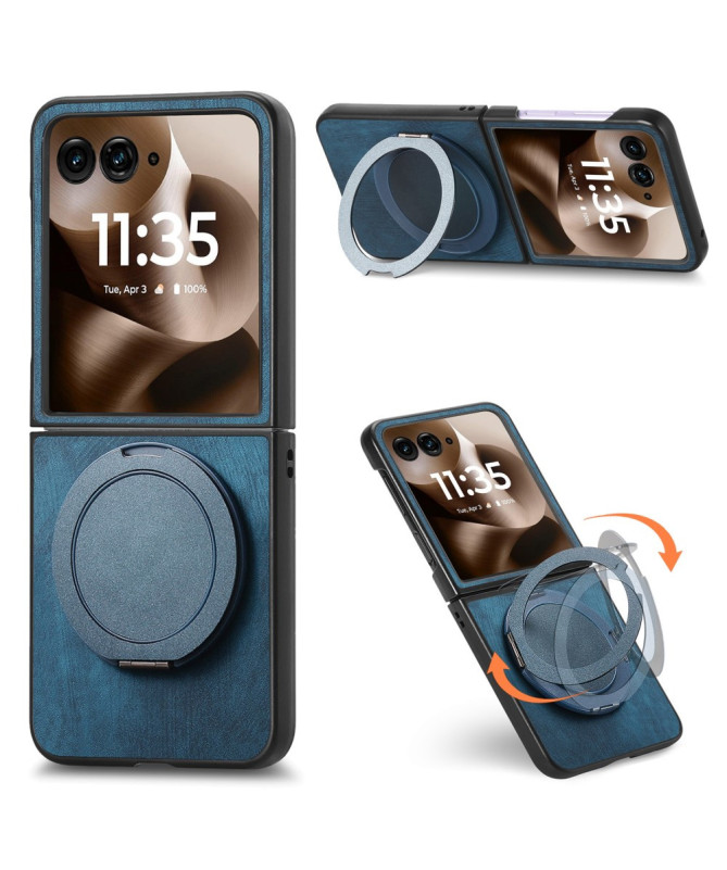 Coque Motorola Razr 60 Ultra avec Support Rotatif Cuir Rétro
