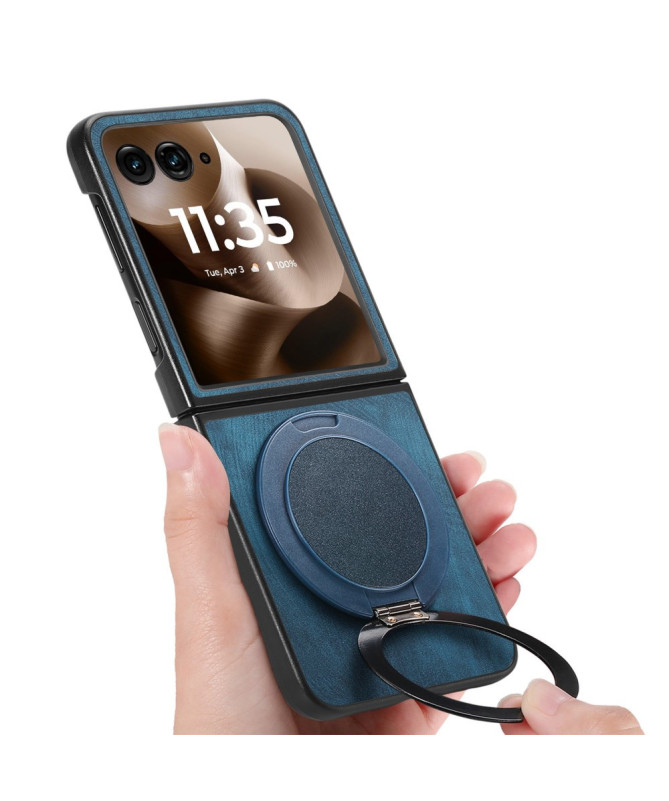 Coque Motorola Razr 60 Ultra avec Support Rotatif Cuir Rétro