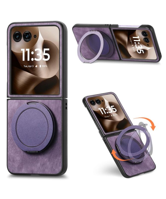 Coque Motorola Razr 60 Ultra avec Support Rotatif Cuir Rétro