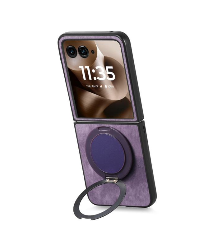 Coque Motorola Razr 60 Ultra avec Support Rotatif Cuir Rétro