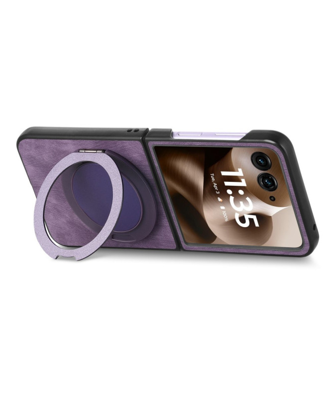 Coque Motorola Razr 60 Ultra avec Support Rotatif Cuir Rétro