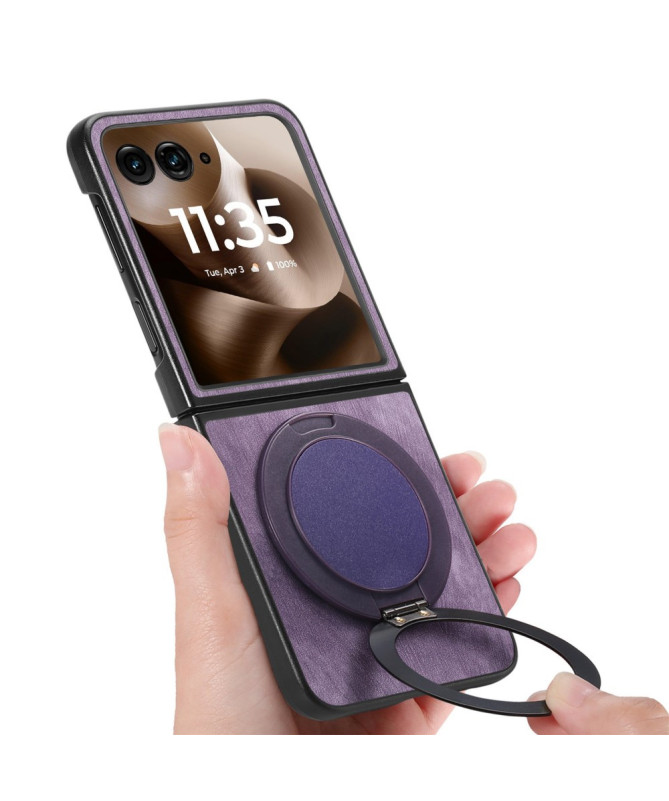 Coque Motorola Razr 60 Ultra avec Support Rotatif Cuir Rétro