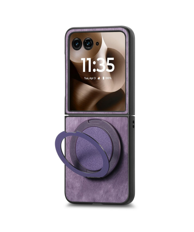 Coque Motorola Razr 60 Ultra avec Support Rotatif Cuir Rétro