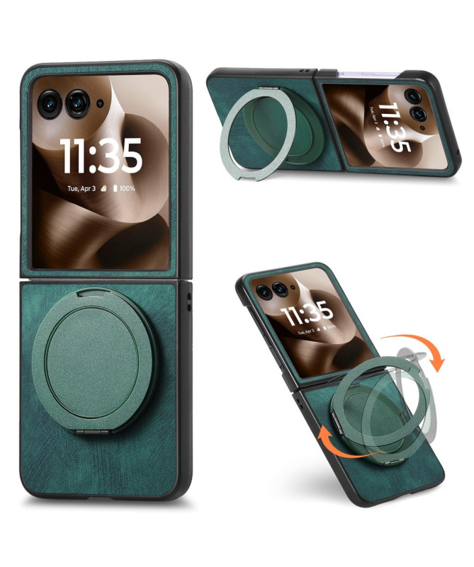 Coque Motorola Razr 60 Ultra avec Support Rotatif Cuir Rétro