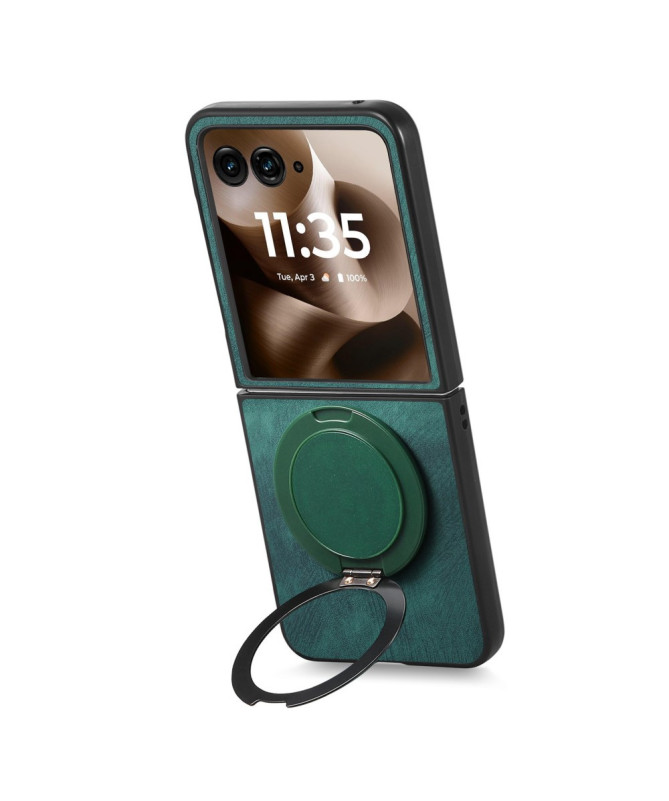 Coque Motorola Razr 60 Ultra avec Support Rotatif Cuir Rétro