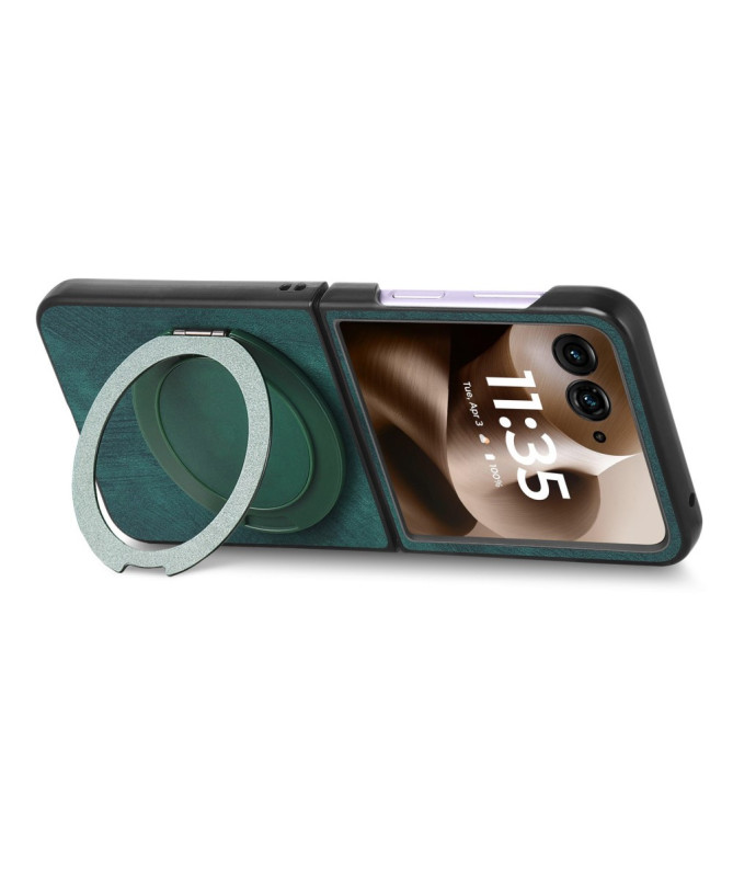 Coque Motorola Razr 60 Ultra avec Support Rotatif Cuir Rétro