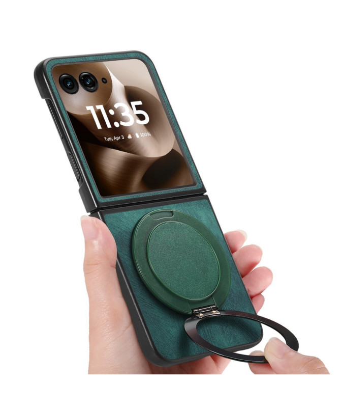 Coque Motorola Razr 60 Ultra avec Support Rotatif Cuir Rétro