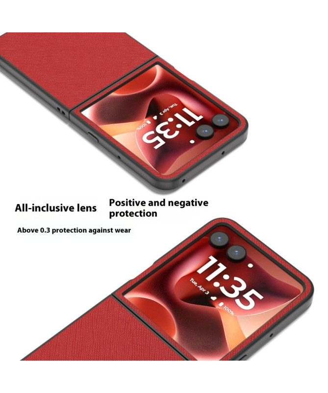 Coque Motorola Razr 60 Ultra Cuir Véritable Texture Croisée | CARDINAL