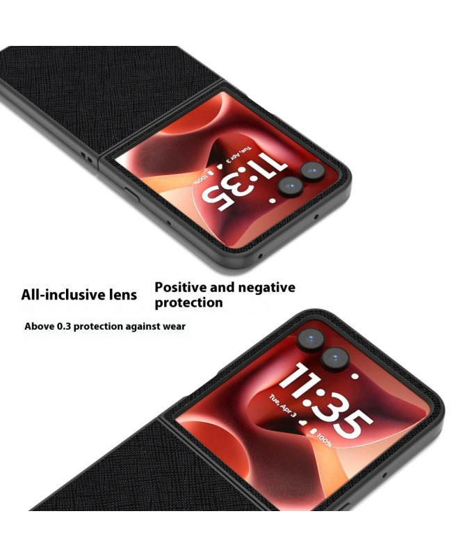 Coque Motorola Razr 60 Ultra Cuir Véritable Texture Croisée | CARDINAL