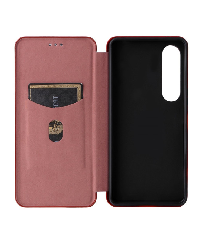 Flip Cover Sony Xperia 1 VII design fibre de carbone