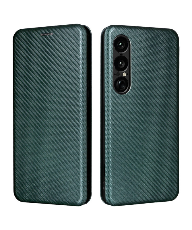 Flip Cover Sony Xperia 1 VII design fibre de carbone