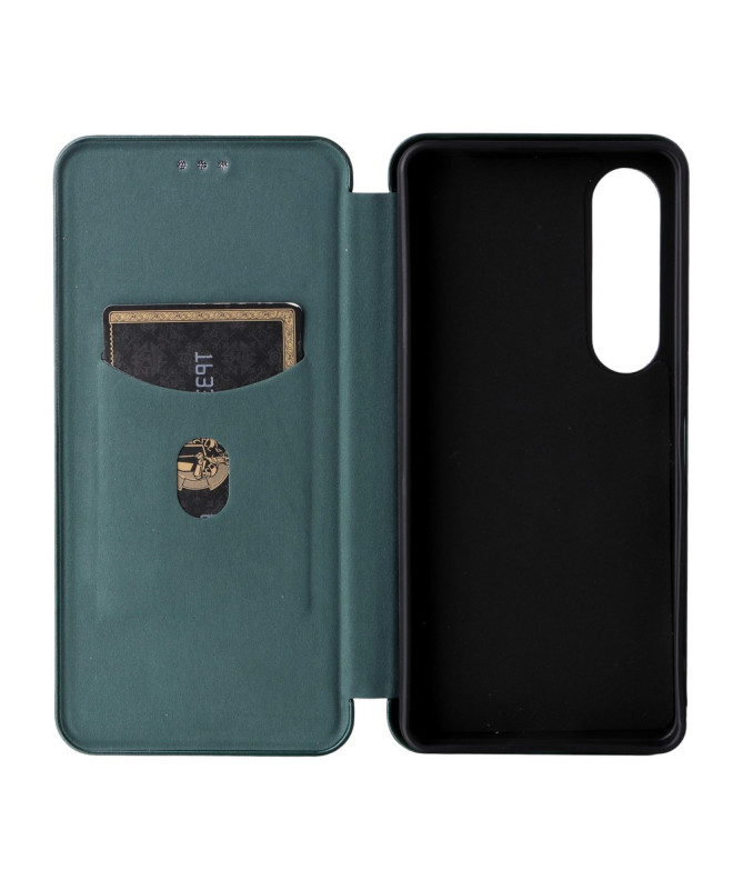 Flip Cover Sony Xperia 1 VII design fibre de carbone
