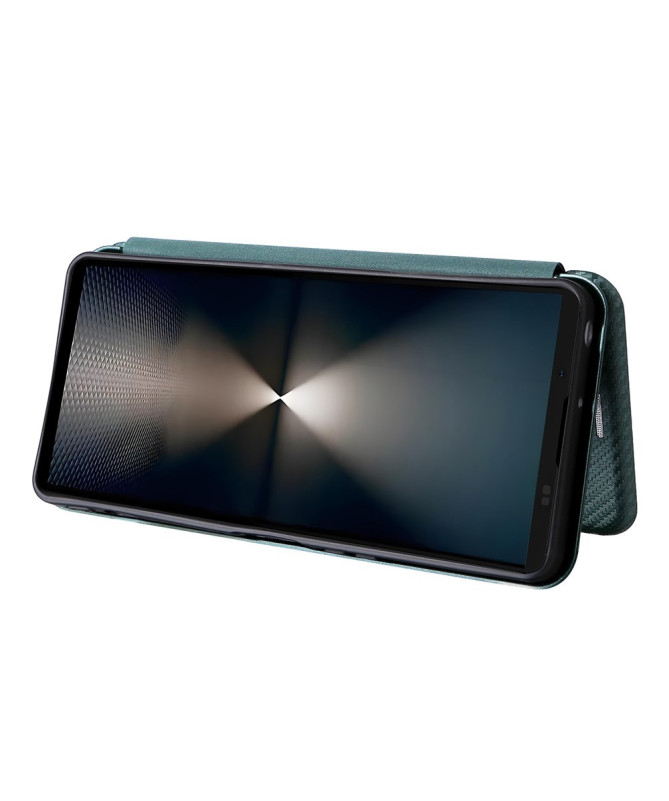 Flip Cover Sony Xperia 1 VII design fibre de carbone
