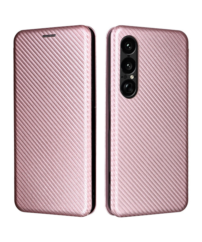 Flip Cover Sony Xperia 1 VII design fibre de carbone