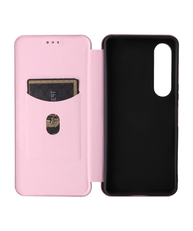 Flip Cover Sony Xperia 1 VII design fibre de carbone