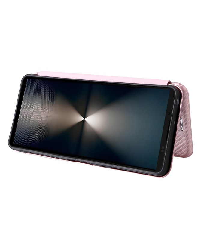 Flip Cover Sony Xperia 1 VII design fibre de carbone