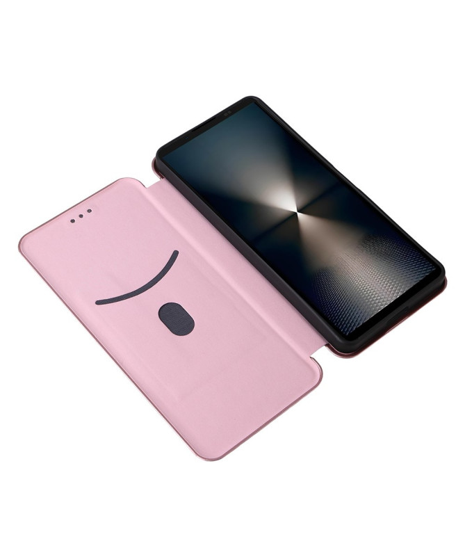 Flip Cover Sony Xperia 1 VII design fibre de carbone