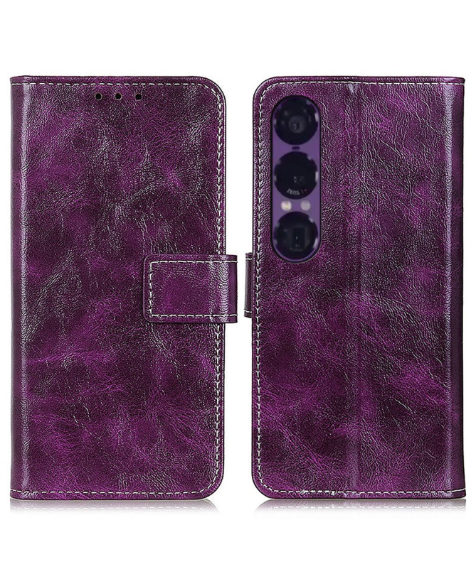 Housse Sony Xperia 1 VII effet cuir luxueux coutures