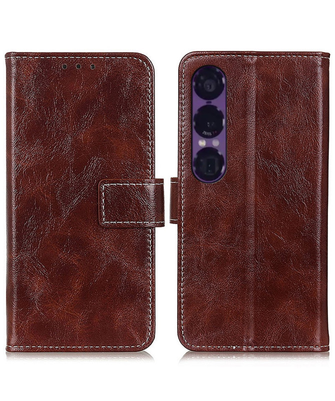 Housse Sony Xperia 1 VII effet cuir luxueux coutures