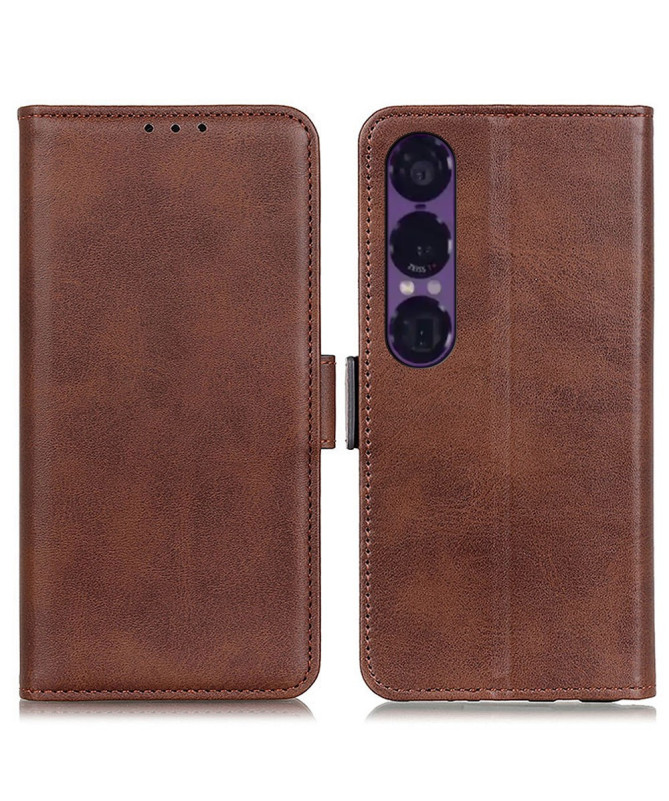 Étui Sony Xperia 1 VII portefeuille revêtement simili cuir mat