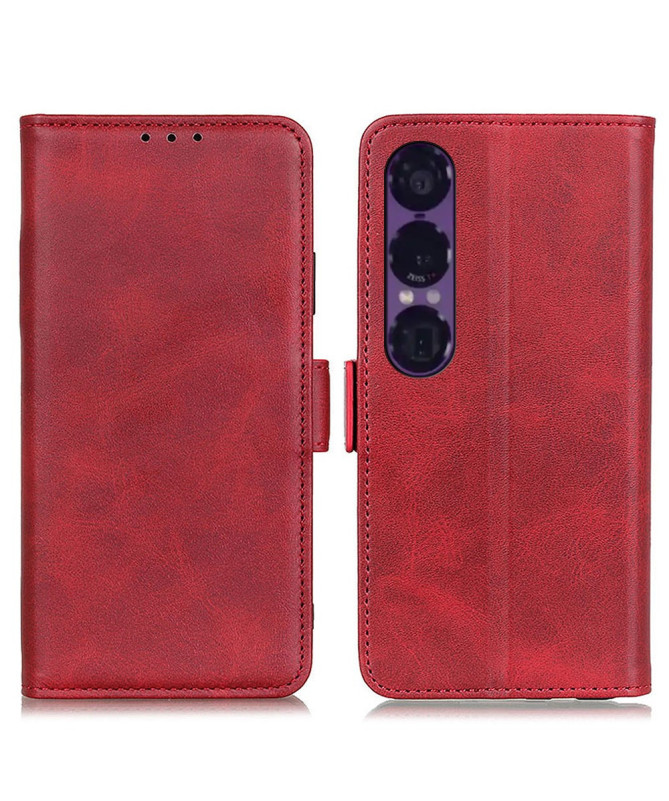 Étui Sony Xperia 1 VII portefeuille revêtement simili cuir mat