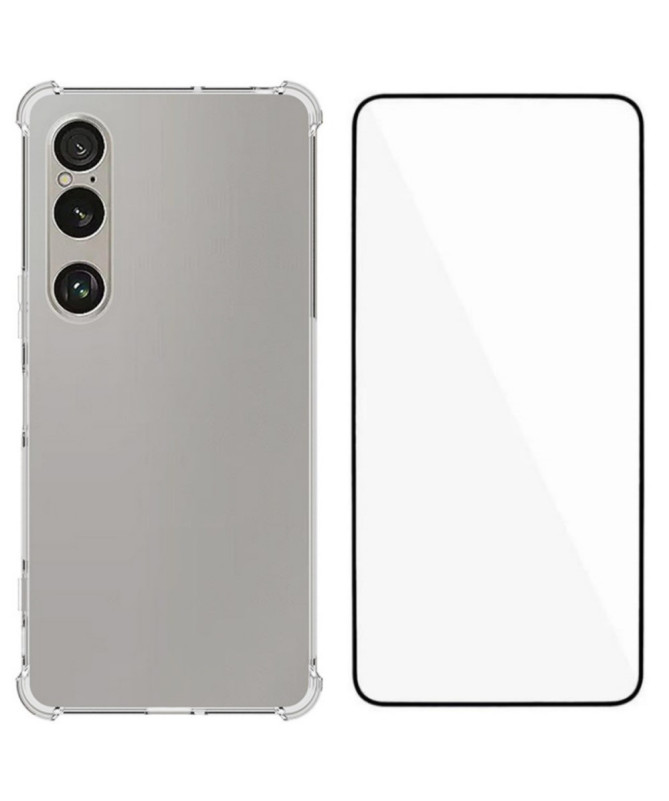 Pack Sony Xperia 1 VII Coque Coins Renforcés Transparente avec Verre T