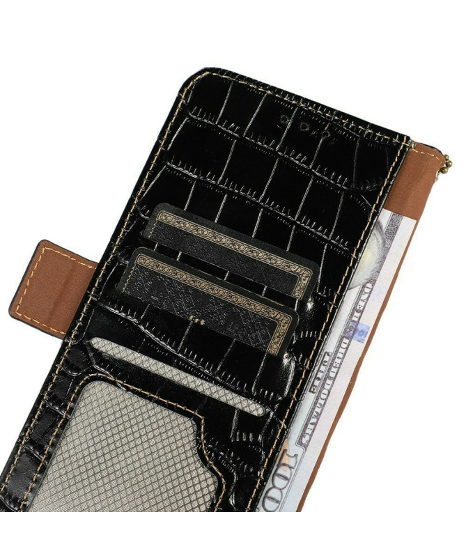 Housse Sony Xperia 1 VII cuir véritable aspect croco