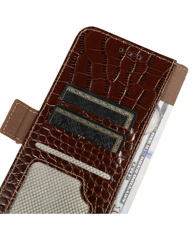 Housse Sony Xperia 1 VII cuir véritable aspect croco